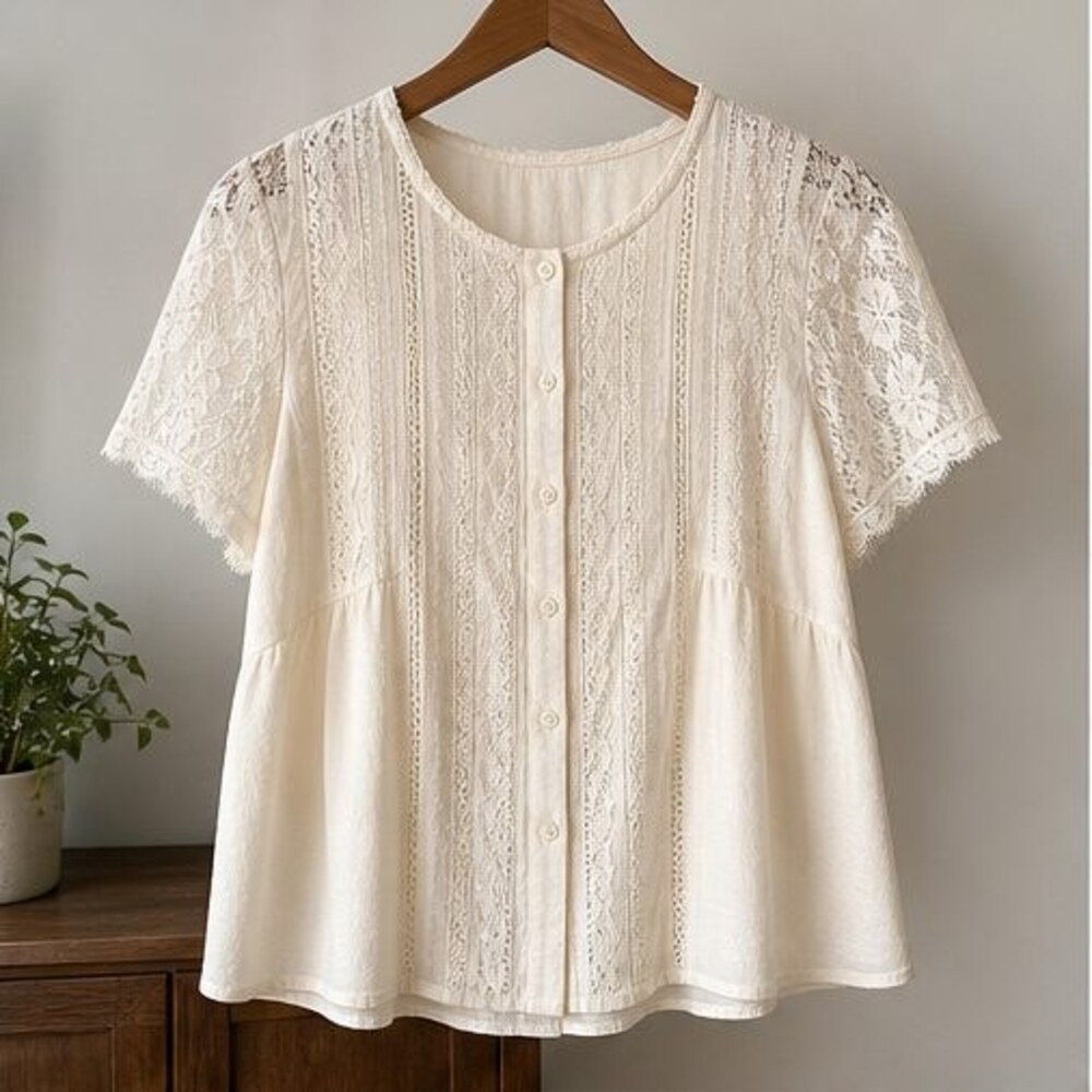 Cream Ruffle Blouse